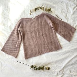 Garnet Hill 100% cashmere 3/4 bell sleeve sweater pink lavendar